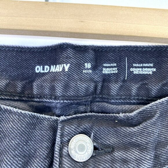 Old Navy Jeans Womens Size 16 Petite High-Rise Slouchy Straight Raw Hem NWT NEW - Picture 2 of 5